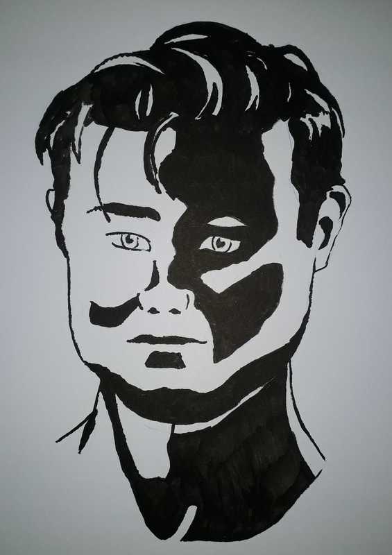 Man, 2 of 2, portrait, heavy inks