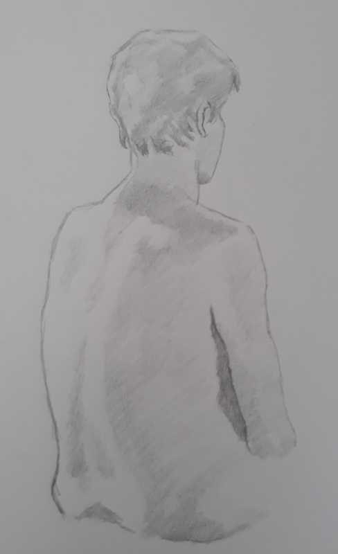 Woman, 2 of 4, seated (rear), pencil