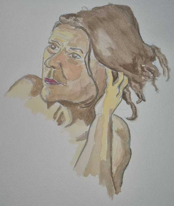 Woman, portrait, watercolour