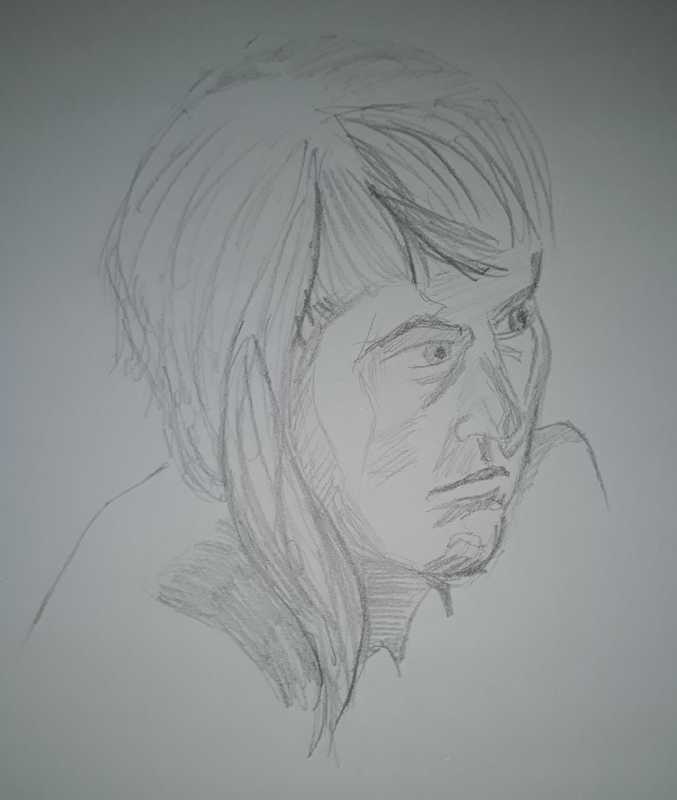 Woman, 2 of 3, portrait, pencil
