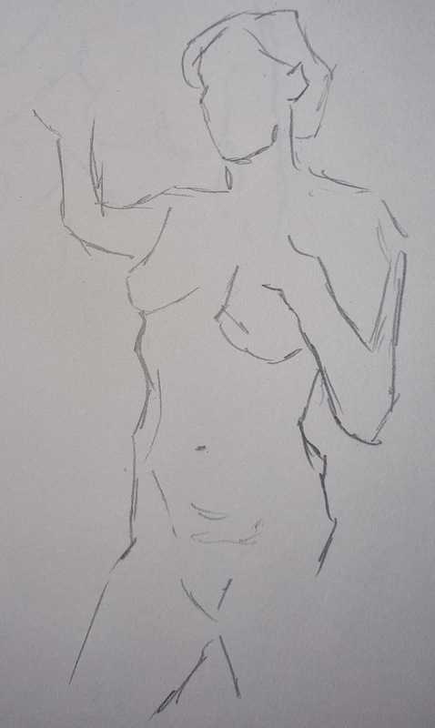 Woman, 3 of 4, standing, pencil
