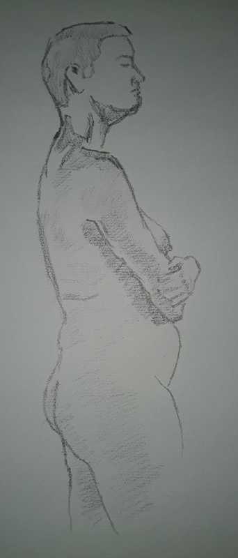 Woman, 4 of 5, standing (profile), pencil
