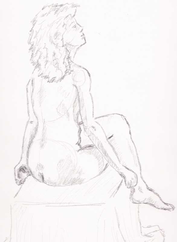 Lady, seated, rear