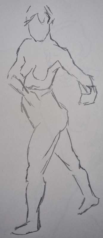 Woman, 3 of 8, standing, pencil