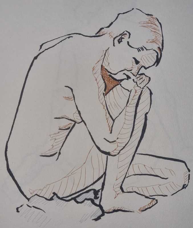 Woman, 2 of 4, seated, inks