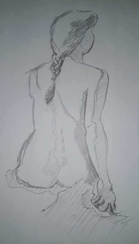 Woman, 3 of 5, seated (rear), pencil