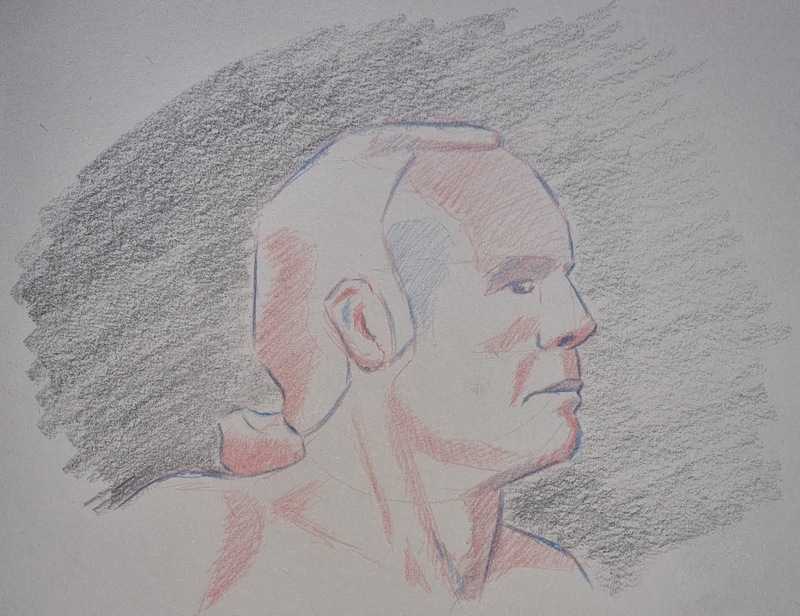 Man, 6 of 6, portrait, pencil, colour pencil