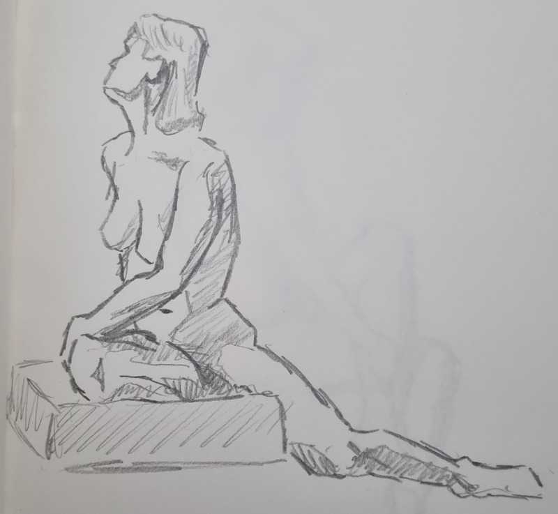 Woman, 3 of 7, seated, pencil
