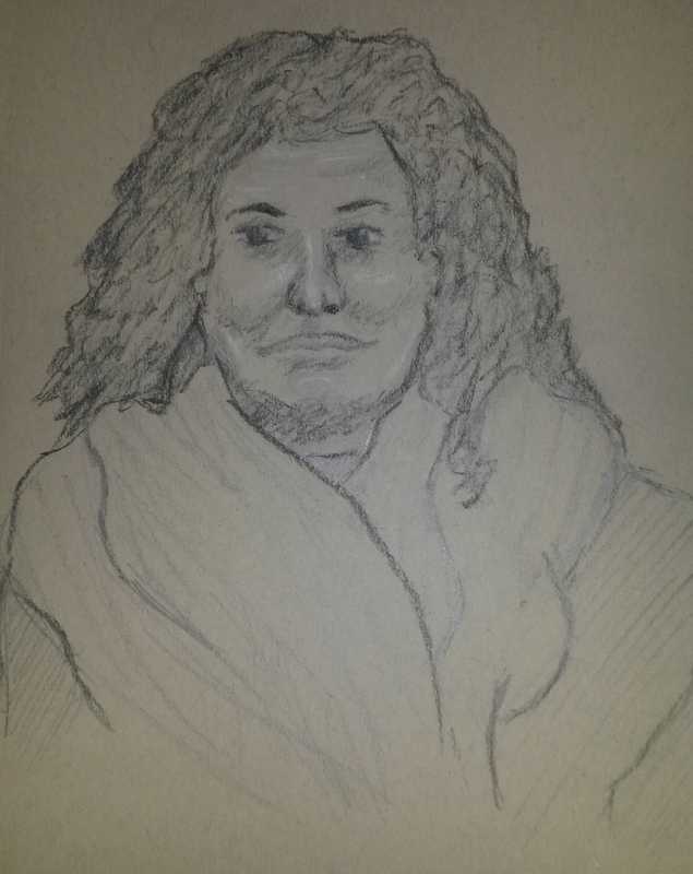 Portrait, woman, 1 of 2, brown paper