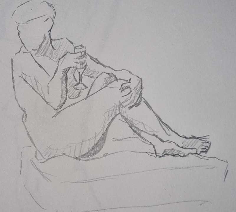 Woman, 4 of 6, seated, pencil