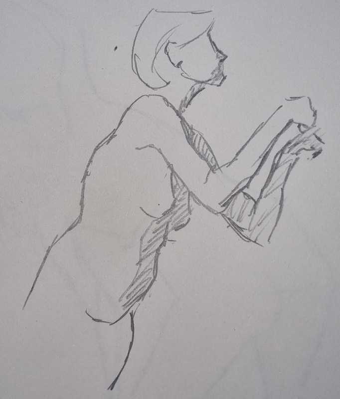 Woman, 2 of 8, standing, pencil