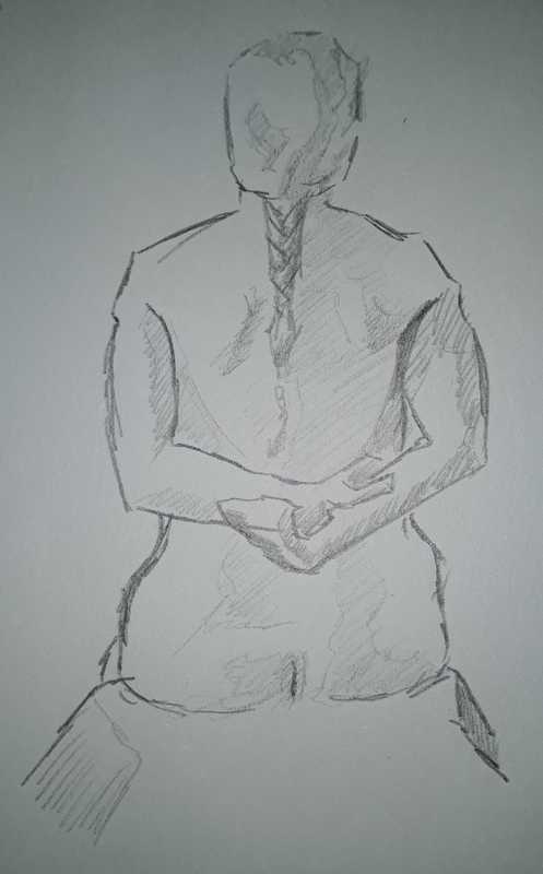 Woman, 5 of 5, seated (rear), pencil