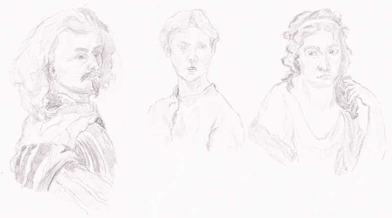 Three paintings in pencil
