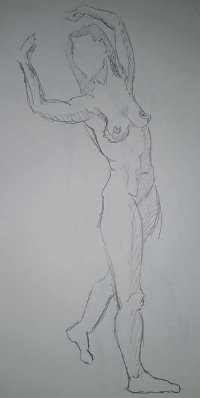 Woman, 2 of 6, standing, pencil