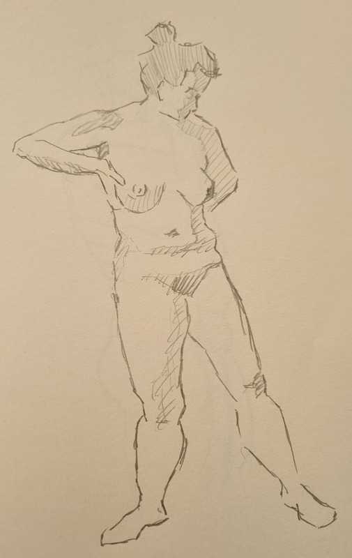 Woman, 3 of 11, standing, pencil