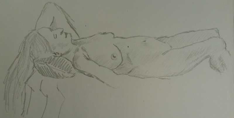 Reclining lady, pencil