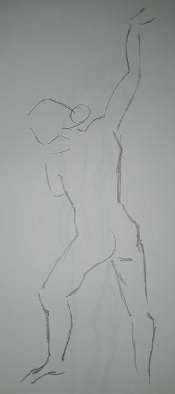 Woman, 1 of 4, standing, pencil