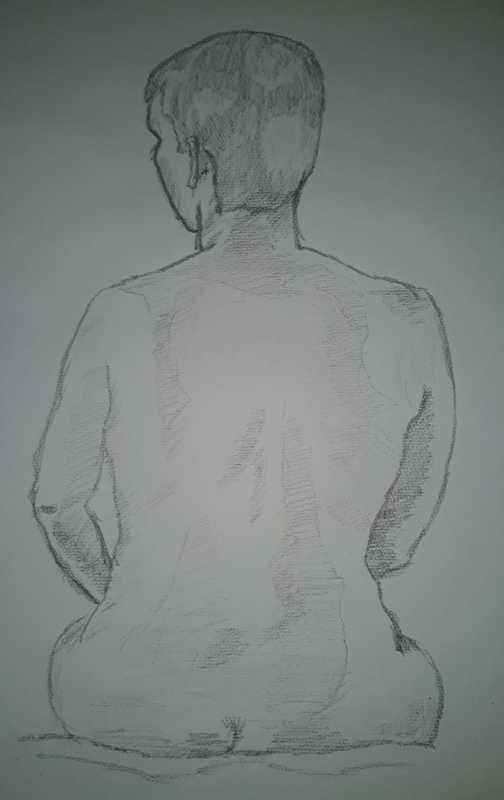 Woman, 3 of 5, seated (back), pencil