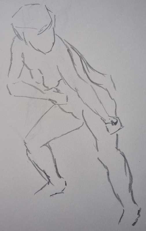 Woman, 3 of 10, standing, pencil
