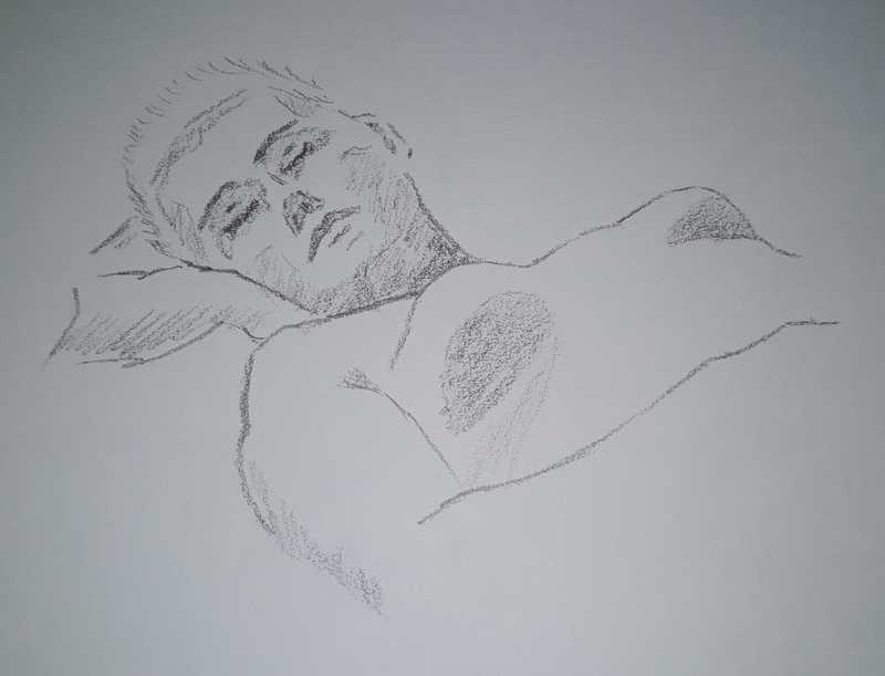 Woman, 5 of 7, lying (3 of 3) - portrait, pencil