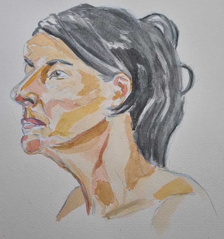 Woman, portrait, watercolour