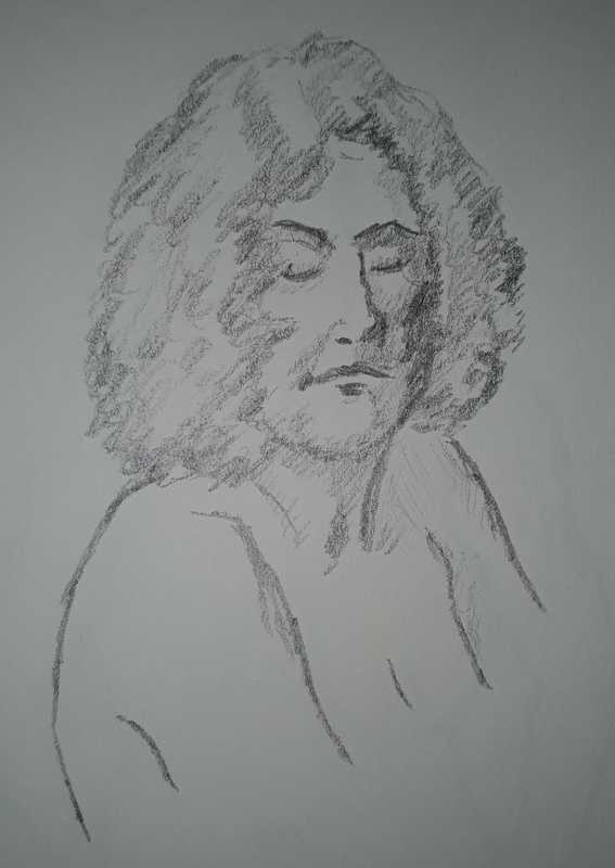 Woman, 1 of 2, portrait, pencil