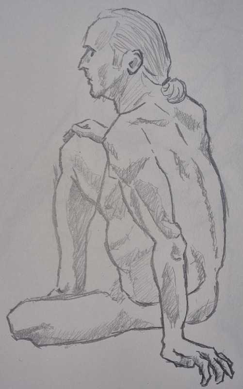 Man, 2 of 4, sitting, pencil