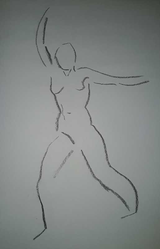 Woman, 1 of 3, standing (1 min), charcoal