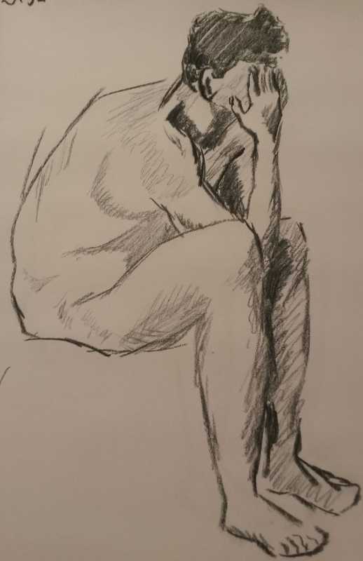 Man, charcoal, 3 of 6, seated 1 of 2