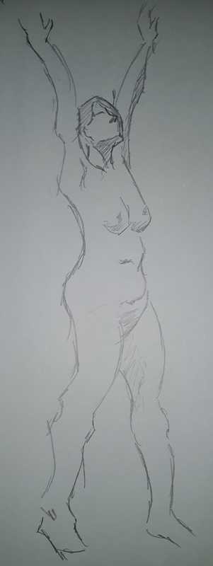 Woman, 3 of 7, standing (2 min), pencil