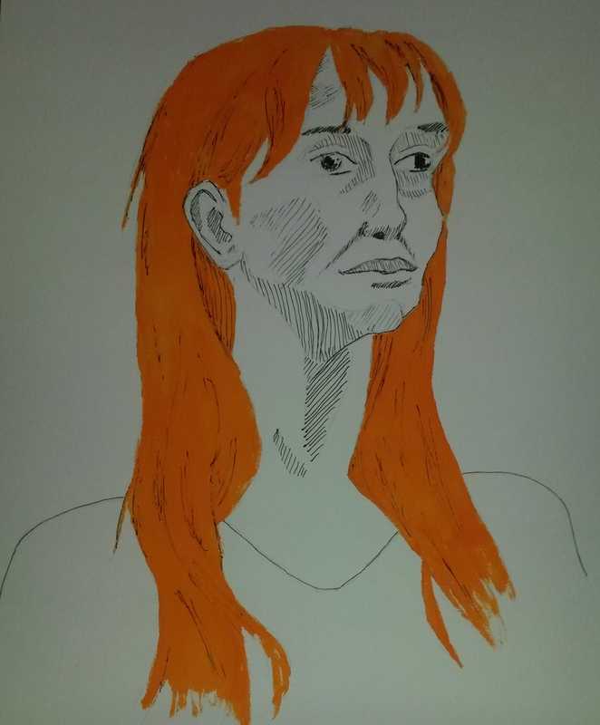 Woman, 3 of 3, portrait, inks