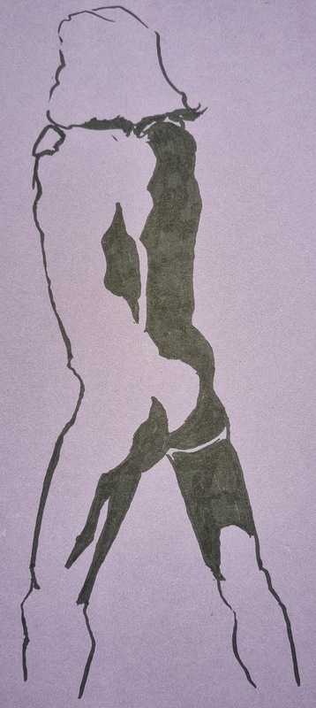 Man, 6 of 6, standing, ink/coloured paper