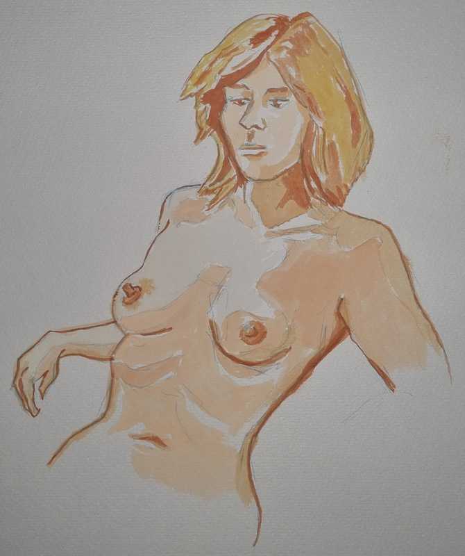 Woman, 2 of 2, seated, watercolour