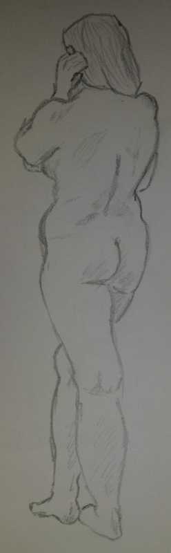 Woman, standing, back