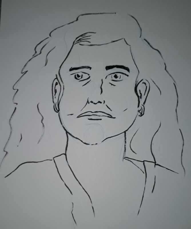 Woman, portrait, pencil/ink