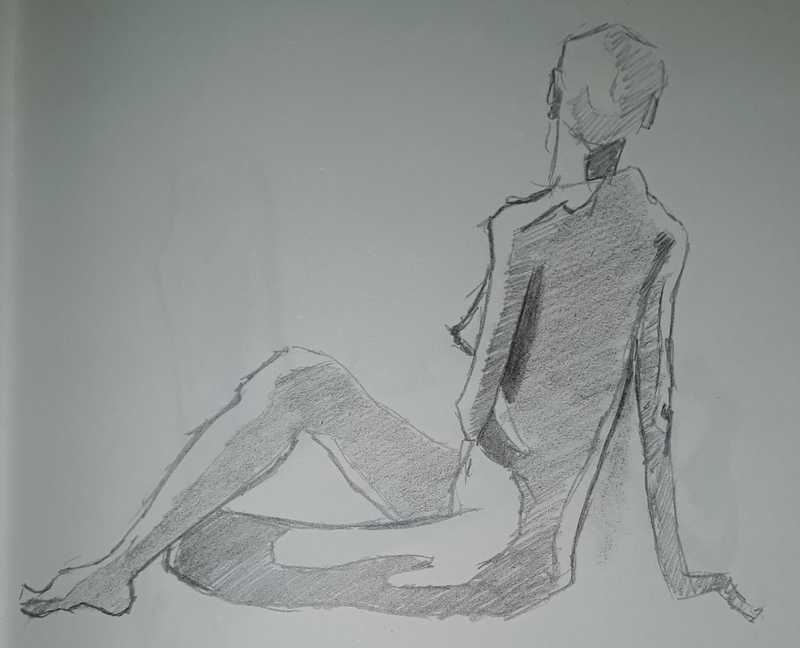 Woman, 5 of 6, seated, pencil