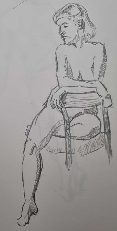Woman, 6 of 7, seated, pencil