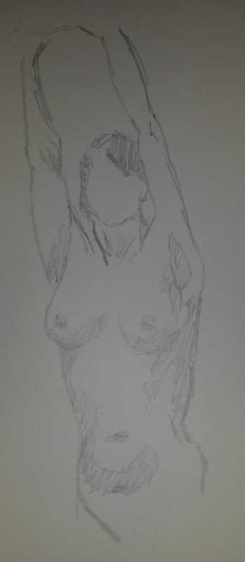 Woman, 4 of 4, stretching, pencil