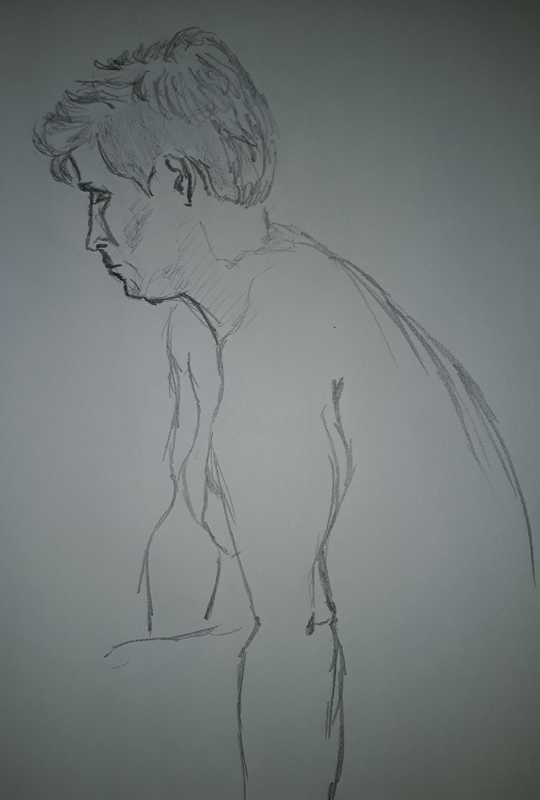 Woman, 3 of 5, seated (profile), pencil