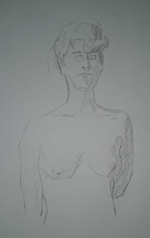 Woman, 1 of 3, torso, pencil