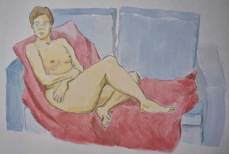 Woman, seated, watercolour