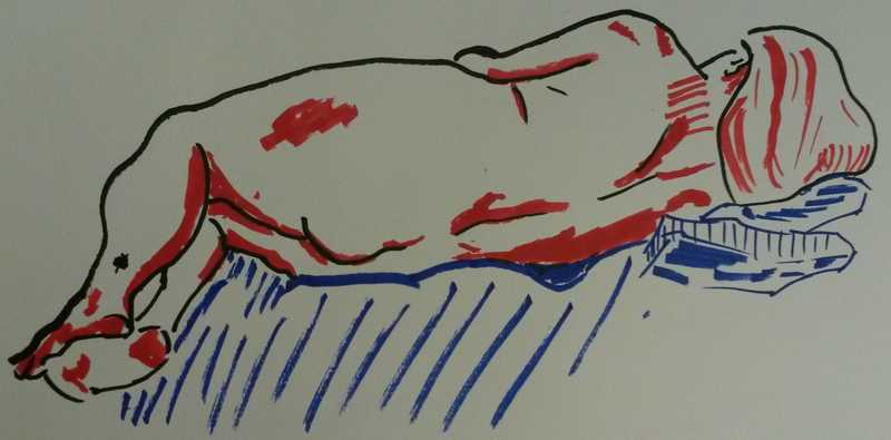 Reclining lady, markers