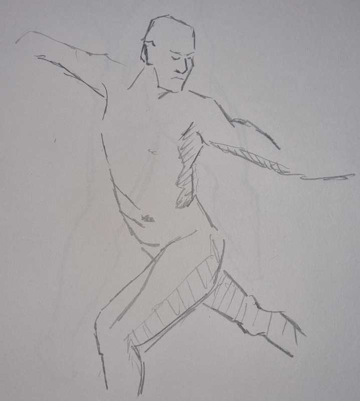 Man, 1 of 7, standing, pencil