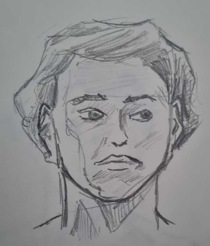 Woman, 1 of 2, portrait, pencil