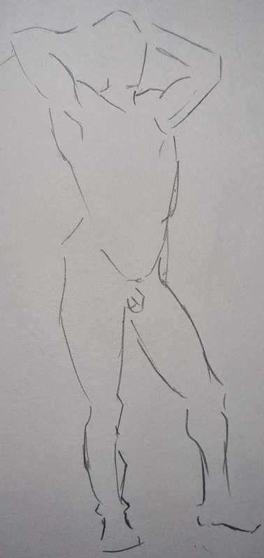 Man, 1 of 6, standing, pencil