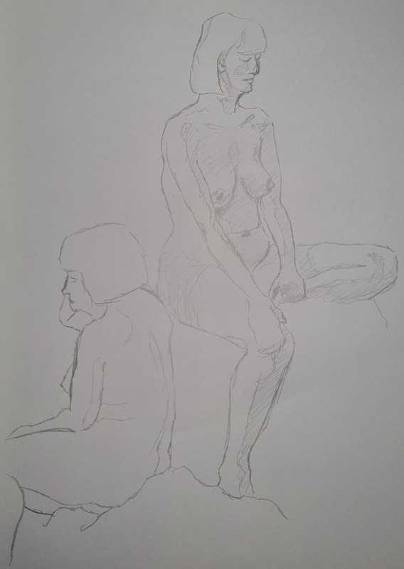 5 of 9, women, seated, pencil