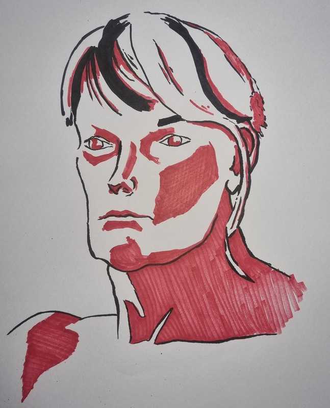 Woman, portrait, ink