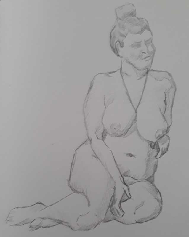 Woman, 3 of 3, seated, pencil