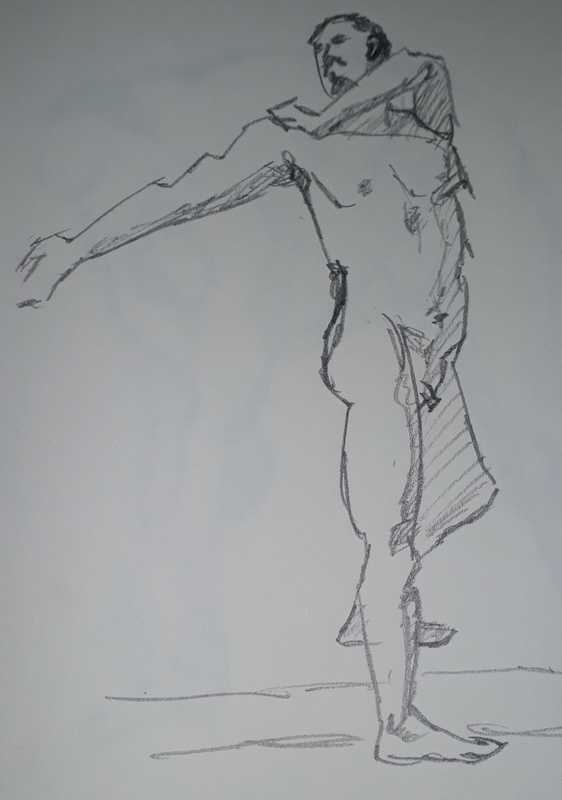 Man, 1 of 4, standing, pencil