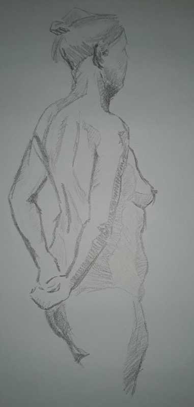 Woman, 1 of 3, profile, pencil